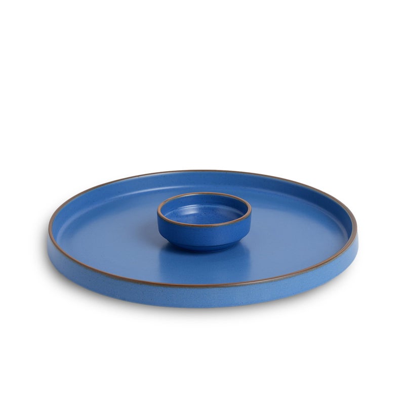Shay Large Ceramic Serving Platter, Blue - 1 Platter, 1 Dip Japandi Series | Big Serving Plate Set | Matte Finish | Platters Serving Set | Ceramic Platter (Japandi Platter - Blue) - Image 4