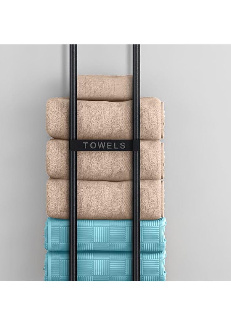 MIXDE Bathroom Towel Storage Rack,Towel Racks for Bathroom Wall Mounted 30 inch with Shelf Can Holds 6 Large Towels, Wall Towel Rack for Rolled Towels - Image 2