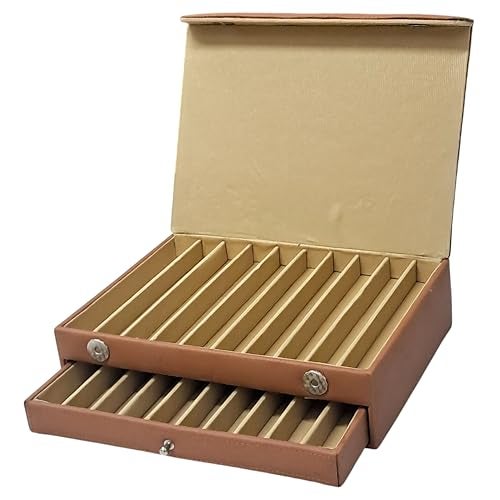 essart faux leather Pen Display Organizer Box for 20 pens in Brown color - Image 1