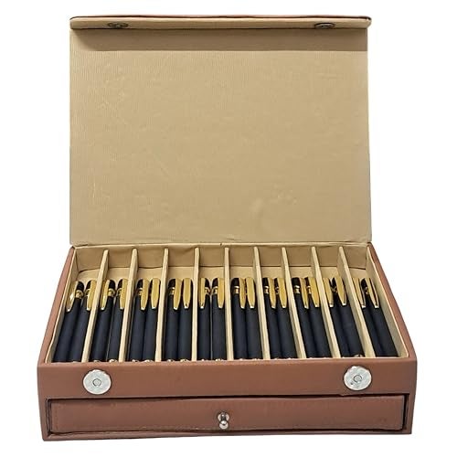 essart faux leather Pen Display Organizer Box for 20 pens in Brown color - Image 4