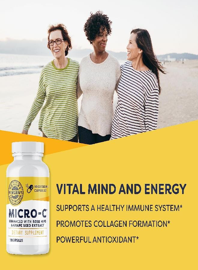 Vimergy Micro-C® Vitamin C Capsules - 500mg per Capsule, Supports Immune Health*, Promotes Collagen Production, Supports Healthy Bones*, Kosher, Vegan & Gluten-Free, Regular Size 180 Capsules - Image 2