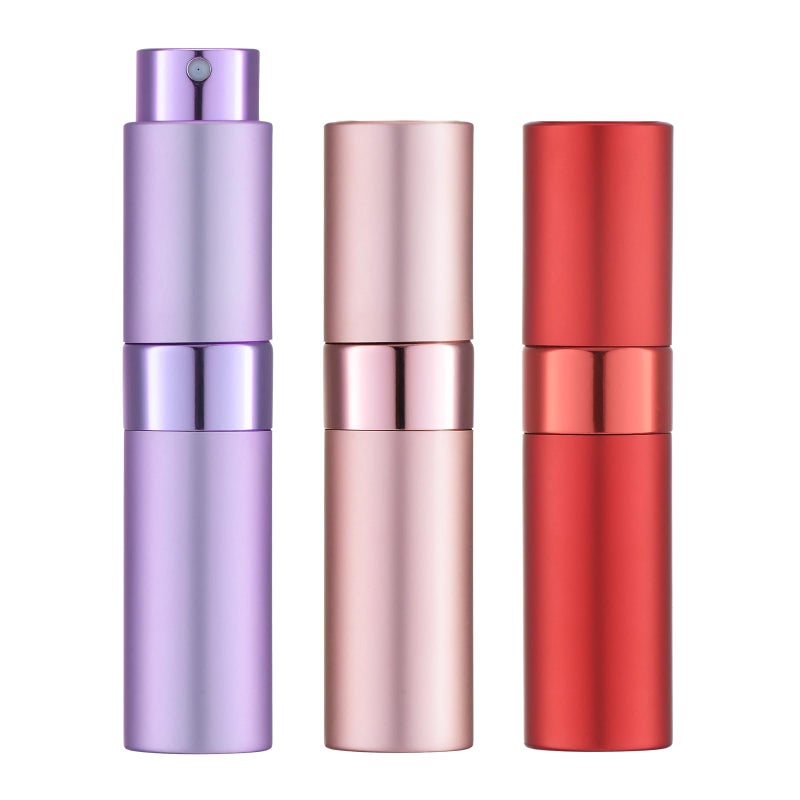 LISAPACK 8ML Atomizer Perfume Spray Bottle for Travel 3 PCS Empty Cologne Dispenser Portable Sprayer Red Pink Purple - Image 2