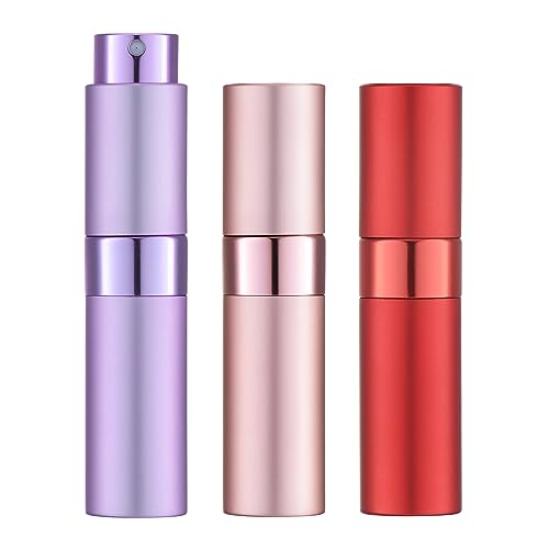 LISAPACK 8ML Atomizer Perfume Spray Bottle for Travel 3 PCS Empty Cologne Dispenser Portable Sprayer Red Pink Purple - Image 1