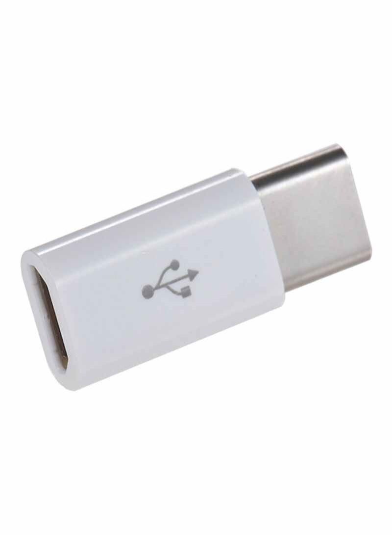 Micro USB To Type-C Data Sync Charging Adapter White - Image 2