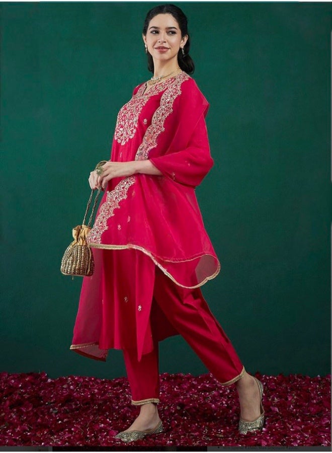 Ameya Chanderi Kurti with Dupatta - Anarkali - Image 1