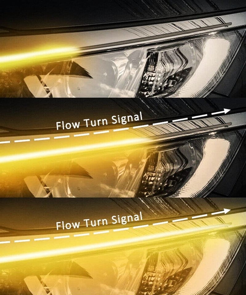 OBEROI'S TRADERS Premium Flexible Dual Color Headlight DRL Daytime Running Light Tube Guide Car LED Strip For Trunk/Dicky/Boot/Tail Lights Streamer Brake Turn Signal Light (60cm) - Image 3