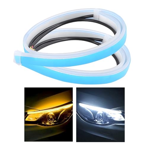 OBEROI'S TRADERS Premium Flexible Dual Color Headlight DRL Daytime Running Light Tube Guide Car LED Strip For Trunk/Dicky/Boot/Tail Lights Streamer Brake Turn Signal Light (60cm) - Image 1