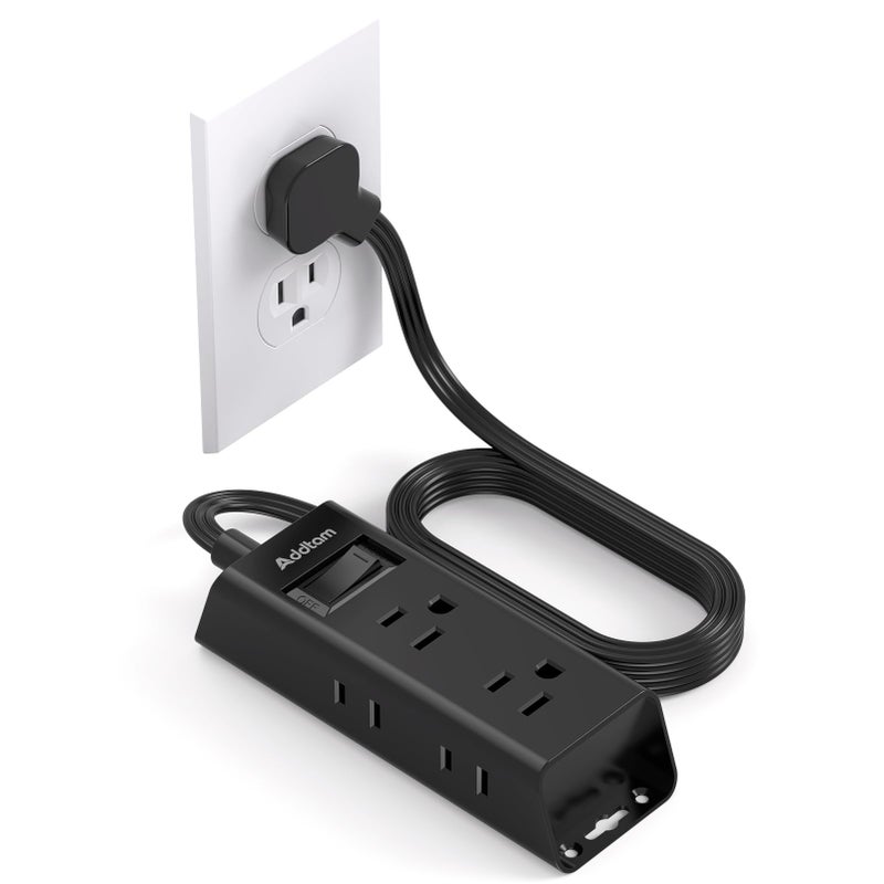 Addtam Cruise Essentials - Flat Plug Power Strip, Addtam 5 ft Ultra Flat Extension Cord with 6 Outlets Extender, No Surge Protector for Cruise Ship, Travel, Dorm, Home Office,Black - Image 1