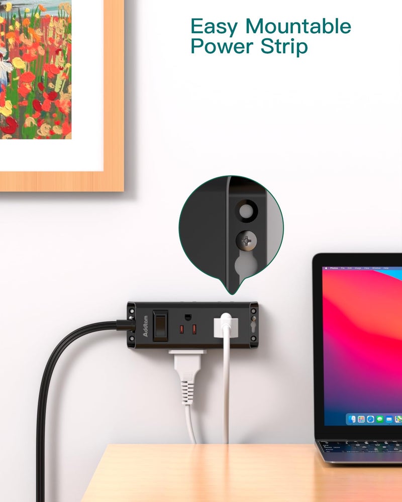 Addtam Cruise Essentials - Flat Plug Power Strip, Addtam 5 ft Ultra Flat Extension Cord with 6 Outlets Extender, No Surge Protector for Cruise Ship, Travel, Dorm, Home Office,Black - Image 5