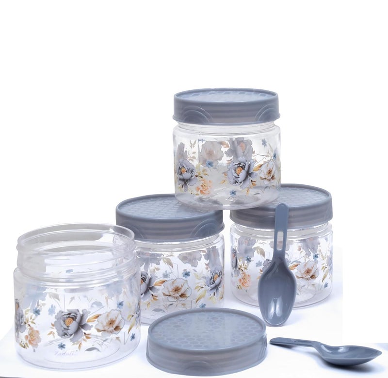 VRISTO Container Set 250 ml and 500 ml Airtight Plastic Jar and containers Storage Box For Kitchen Organizer BPA Free and Food Grade Set of 12 Grey - Image 2