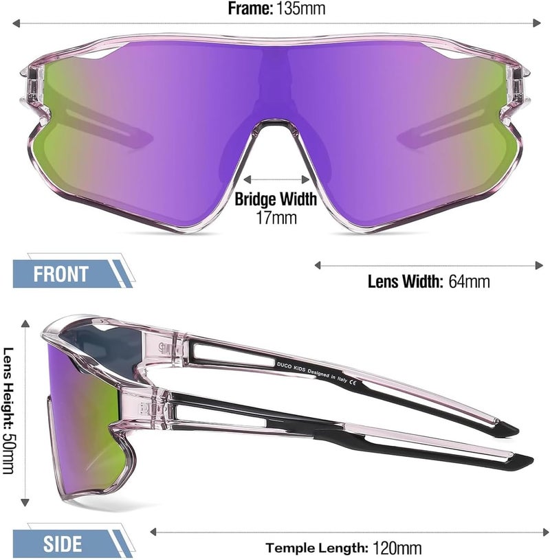 DUCO Kids Sunglasses Polarized UV Protection 400 - Kids Sports Sunglasses Boys with Lightweight TR90 Frame - Youth Baseball and Cycling Sun Glasses for Boys & Girls - DK268 - Image 3