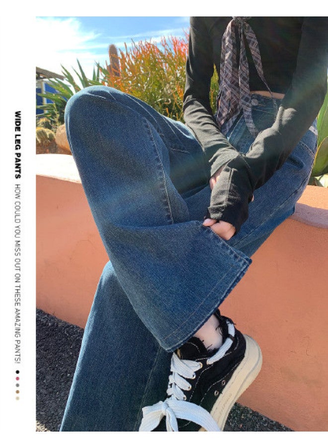 Hstyle Micro-elastic Straight-leg Pants For Women - Spring/autumn 2025 Fashion High-waist Slimming Casual Versatile Jeans For Work Commute - Image 1