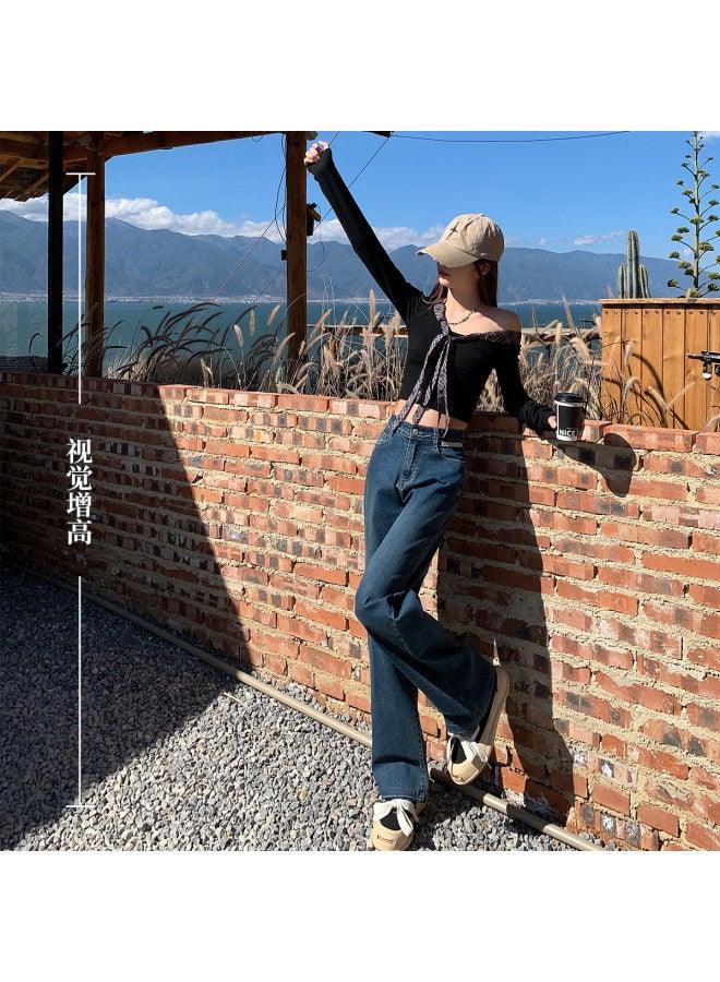 Hstyle Micro-elastic Straight-leg Pants For Women - Spring/autumn 2025 Fashion High-waist Slimming Casual Versatile Jeans For Work Commute - Image 5