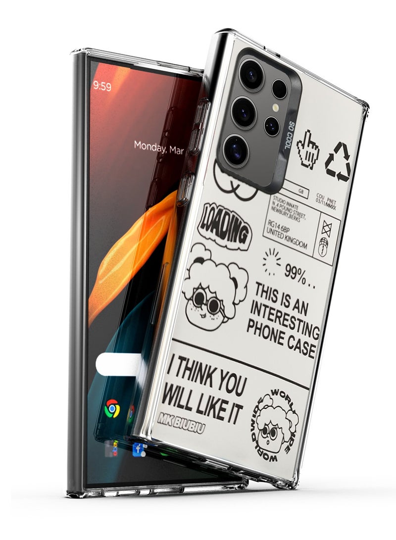 Wtech SO COOL Series Light Refrative Silicone Protective Raised Camera Lips Bazel Case Cover For Samsung Galaxy S23 Ultra 5G 2023 Silver/Black - Image 1