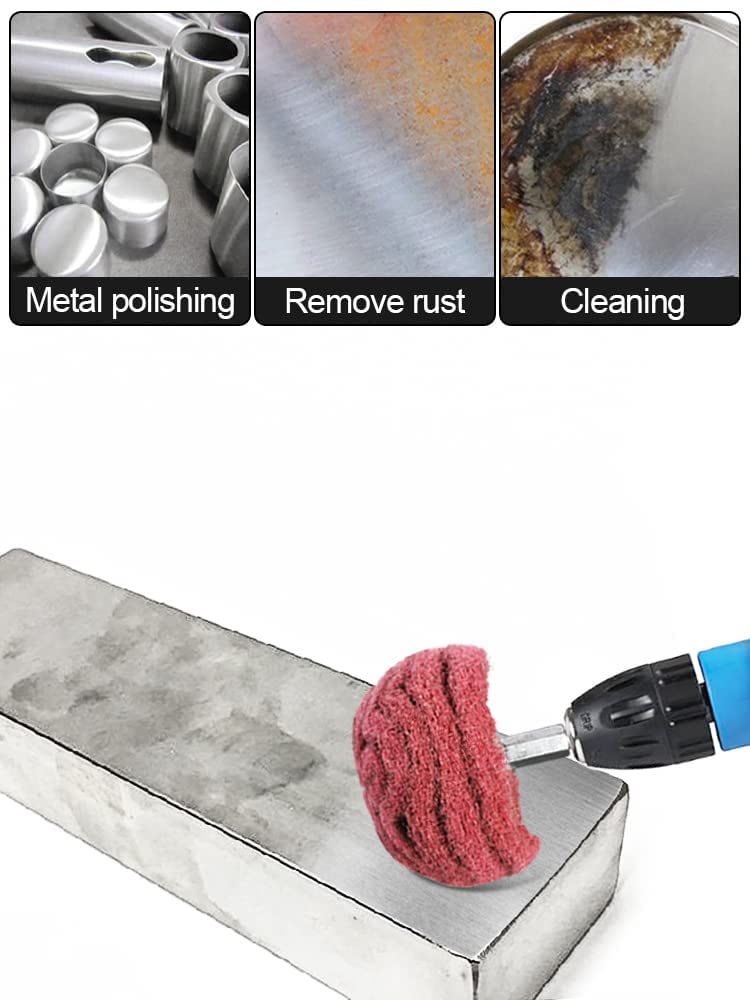 Banmo Abrasive 3PCS NonWoven Abrasive Buffing Wheels Polishing Wheel Drill Attachment Set, 3 Inch Scouring Pad Power Scrubber Cleaning Kit, Abrasive Wheel with 1/4" Shank for Polishing/Mirror/Stainless Steel 320Grit - Image 5
