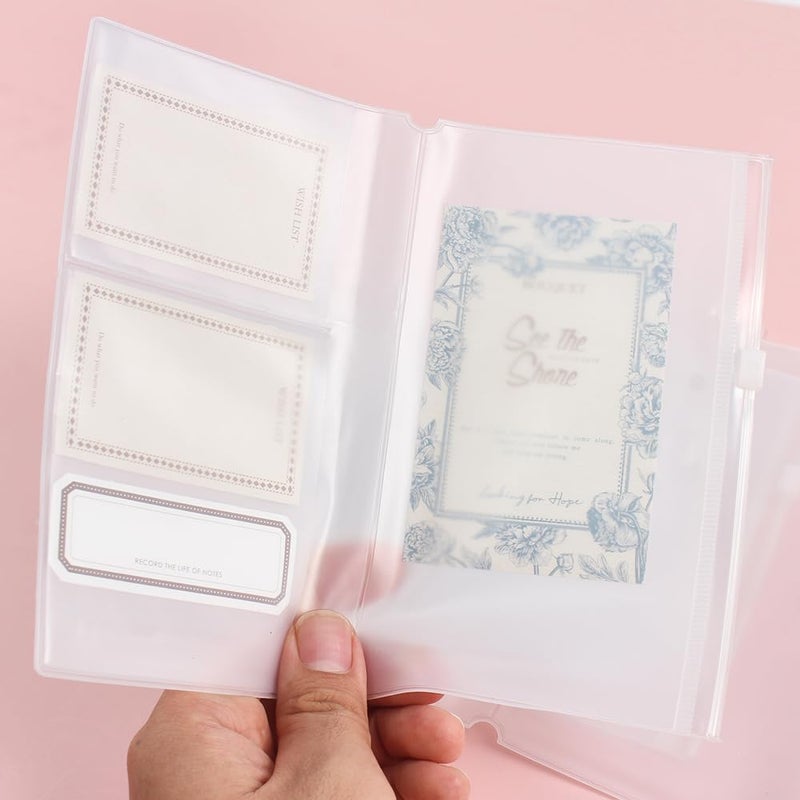 Dwpetzo Clear Zipper Pocket for Travelers Notebook, 4 Insert Personal Size Pouch Refill with 4 Elastic Bands for TN Accessories Paper Card Holder - Image 2