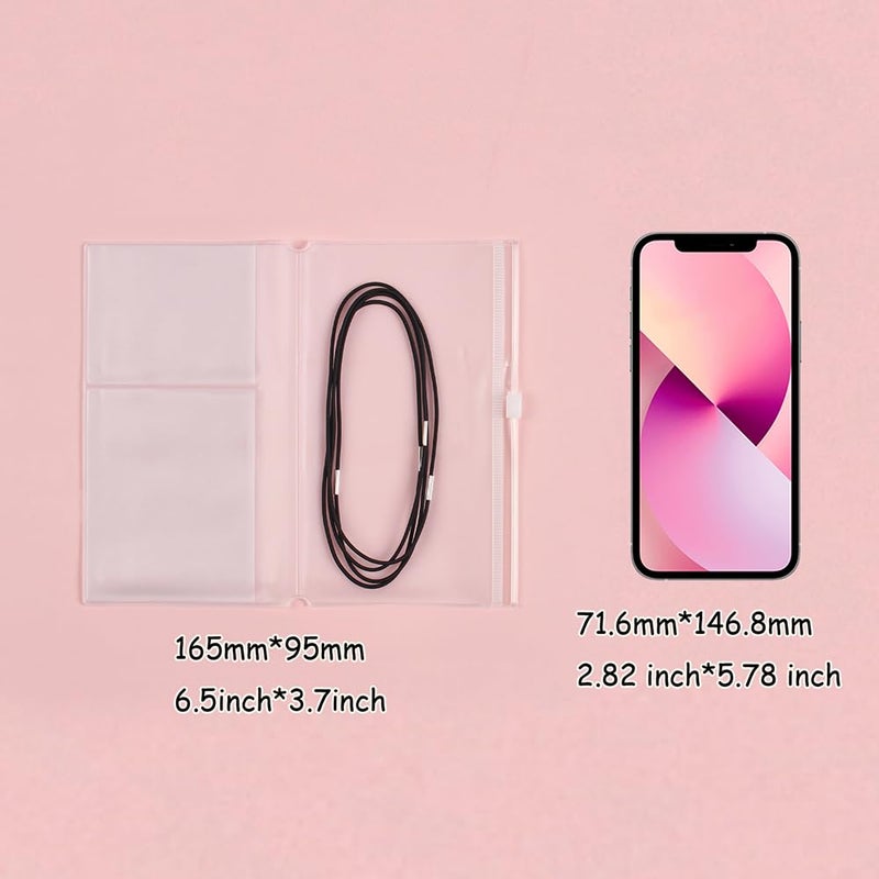 Dwpetzo Clear Zipper Pocket for Travelers Notebook, 4 Insert Personal Size Pouch Refill with 4 Elastic Bands for TN Accessories Paper Card Holder - Image 3