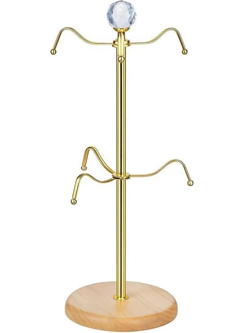 Cup holder with removable bamboo base - equipped with 6 hooks for stylish tabletop organization - Image 1