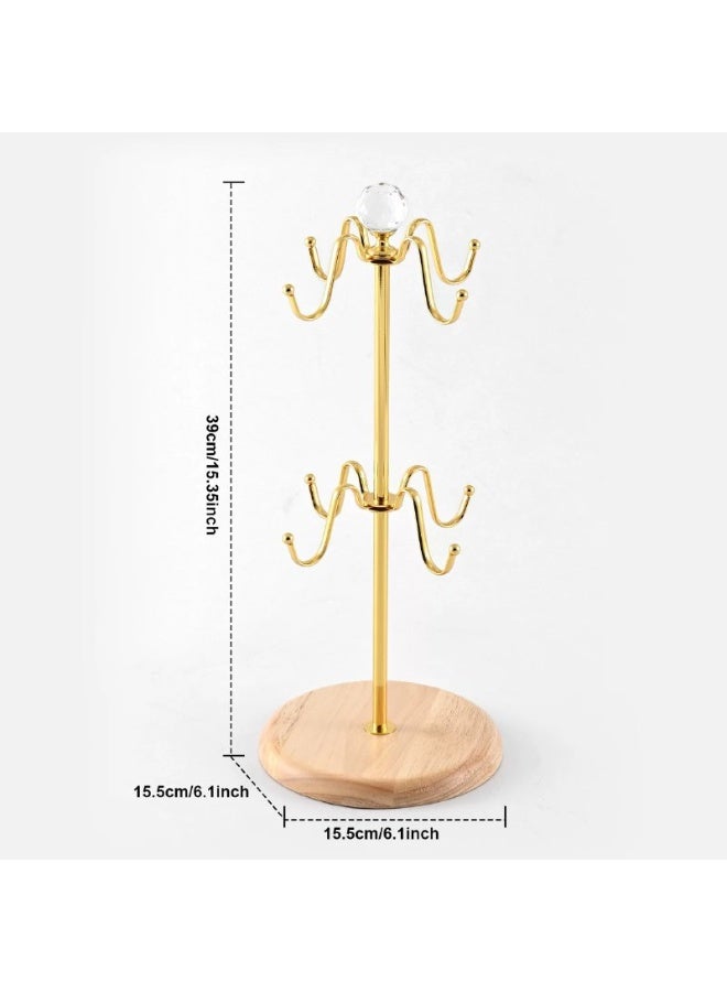 Cup holder with removable bamboo base - equipped with 6 hooks for stylish tabletop organization - Image 2