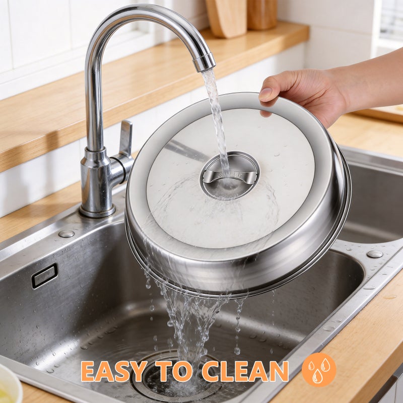 🍳 غطاء من الفولاذ المقاوم للصدأ للطهي بتوزيع حرارة متساو أداة مثالية للمطبخ - Image 5