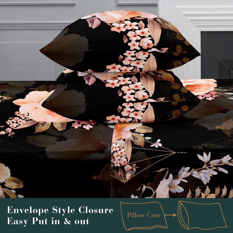 YIYEA Full Sheet Set  Luxury 1800TC Hotel Quality Double Brushed Floral Microfiber Bed Sheets for Full Size Bed  Extra Soft  Deep Pocket  Shrinkage and Fade Resistant  4PC (Full) - Image 4