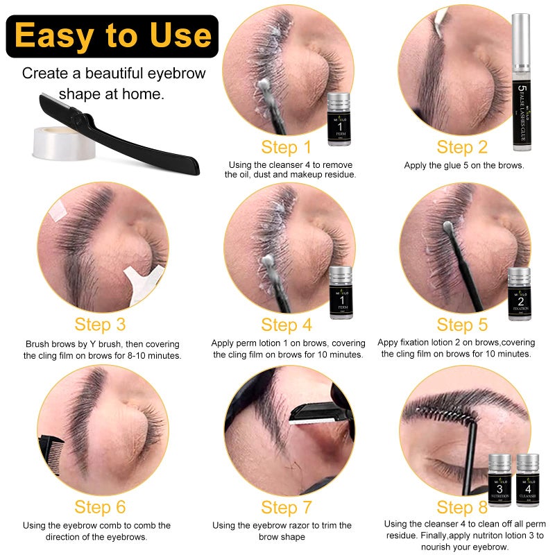 Lookmee Eyebrow Lamination Kit, Professional Instant Eyebrow Lift Kit, At Home DIY Long Lasting Eyebrow Perming Kit for Fuller and Messy Eyebrows - Image 4