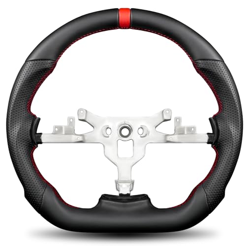 TESFEEL Steering Wheel for Chevy Corvette C6 2006-2011 Full Nappa Perforated Leather D-shaped Flat-bottom for Corvette C6 Steering Wheel Replacement for Chevrolet Corvette C6 Z06 ZR1 - Image 1