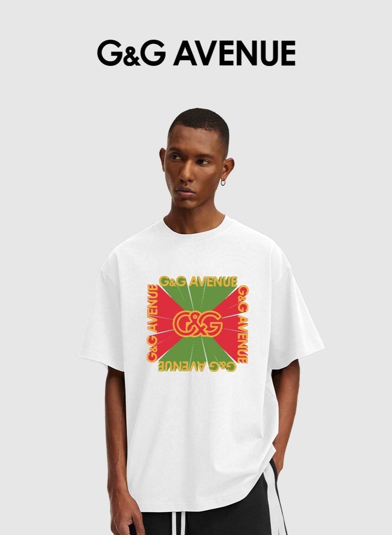 G&G AVENUE Men's Sports Pure Cotton High Quality T-shirt Round Neck Oversized Colored Pattern Dynamic Sports T-shirt Dry 1/2 Short Sleeve T-shirt  - Image 1
