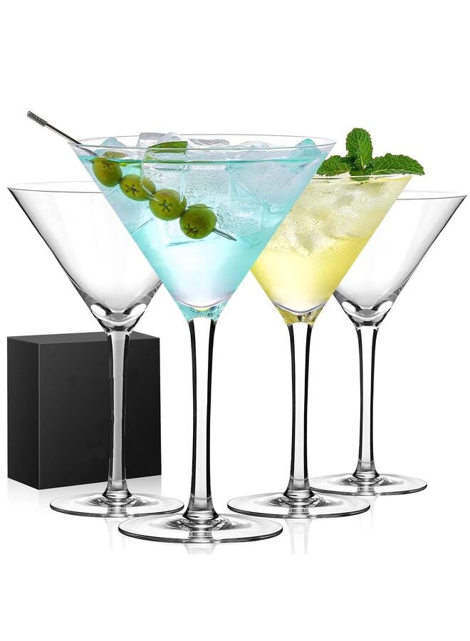 طقم مارتيني مكون من 4 قطع، آمن للاستخدام في غسالة الأطباق، طقم أكواب طويلة للحفلات واحتفالات الزفاف - Image 1