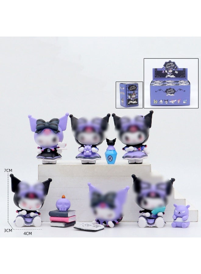 Sanrio 6 - Piece Group of Kuromi Lucky Fortune - telling Blind Box Uncover an Enigmatic Surprise in Every Box with Charming, Curiosity - driven Figurine Models for Desk Decoration, Birthday Gift For Boys Girls - Image 1