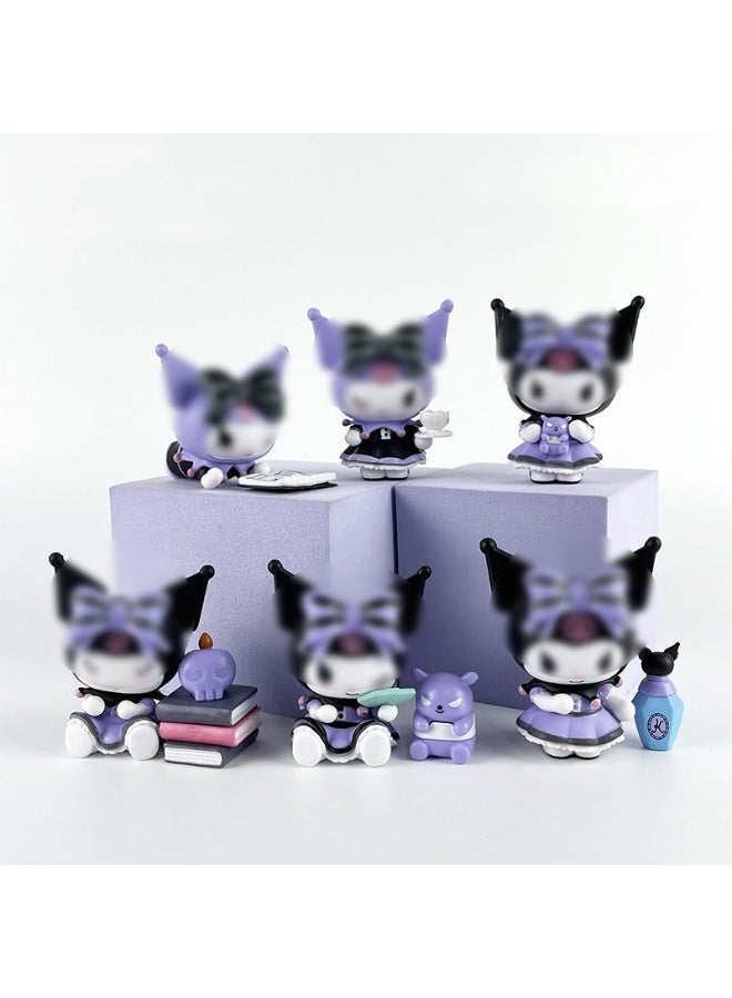 Sanrio 6 - Piece Group of Kuromi Lucky Fortune - telling Blind Box Uncover an Enigmatic Surprise in Every Box with Charming, Curiosity - driven Figurine Models for Desk Decoration, Birthday Gift For Boys Girls - Image 2