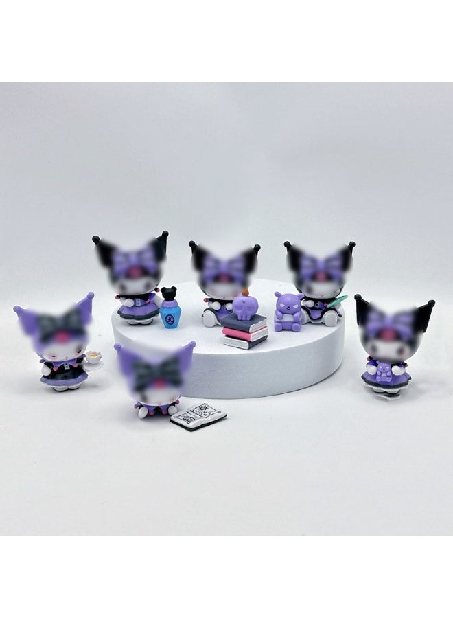 Sanrio 6 - Piece Group of Kuromi Lucky Fortune - telling Blind Box Uncover an Enigmatic Surprise in Every Box with Charming, Curiosity - driven Figurine Models for Desk Decoration, Birthday Gift For Boys Girls - Image 3