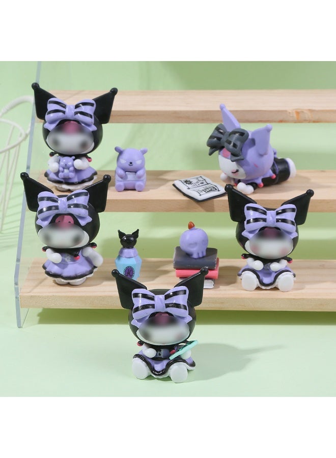Sanrio 6 - Piece Group of Kuromi Lucky Fortune - telling Blind Box Uncover an Enigmatic Surprise in Every Box with Charming, Curiosity - driven Figurine Models for Desk Decoration, Birthday Gift For Boys Girls - Image 4