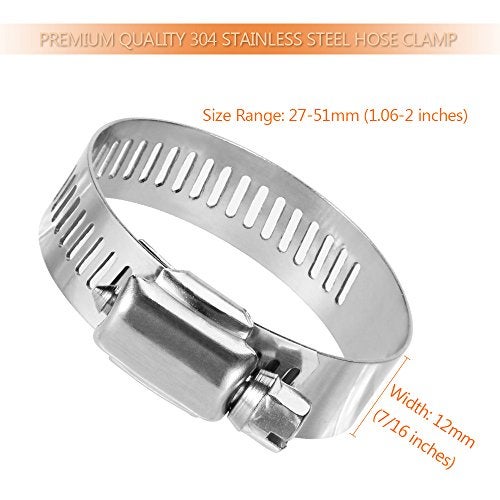 LOKMAN 20 Pack Stainless Steel Worm Gear Hose Clamp, 1-1/8'' - 2'' (27-51mm), Silver, Adjustable, Auto, Industrial, Marine, Household - Image 3