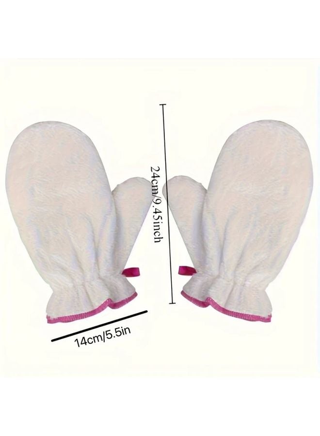 White And Pink Bamboo Fiber Dishwashing Gloves Double Layer Durable Reusable Kitchen Cleaning - Image 4