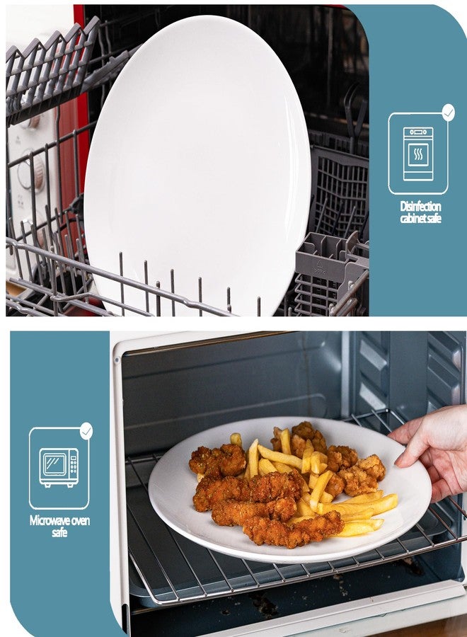 YALONG 12 Inch Salad Plate Set of 4, White Ceramic Dinner Plates, Appetizer Plates for kitchen an d Serving, Microwave and Dishwasher Safe - Image 5