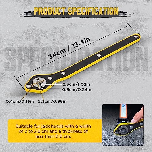 CMTOOL Car Jack Ratchet Wrench Tool, 360° Swivel Jack Ratchet Wrench with Long Handle, Universal Auto Labor-Saving Tool with Conversion Head Adapter - Image 5