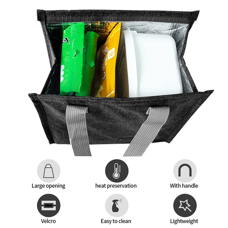 HexinYigjly 2pcs Black Lunch Bag Insulated, Lunch Box Bag, Reusable Lunch Tote Bag, Lunch Box Container Bag Insulated for Women, Men, Work, Office, Travel - Image 3