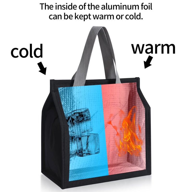 HexinYigjly 2pcs Black Lunch Bag Insulated, Lunch Box Bag, Reusable Lunch Tote Bag, Lunch Box Container Bag Insulated for Women, Men, Work, Office, Travel - Image 4