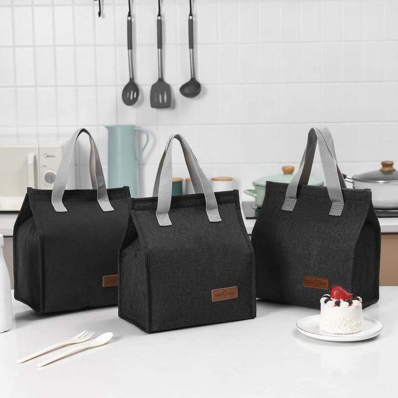 HexinYigjly 2pcs Black Lunch Bag Insulated, Lunch Box Bag, Reusable Lunch Tote Bag, Lunch Box Container Bag Insulated for Women, Men, Work, Office, Travel - Image 5