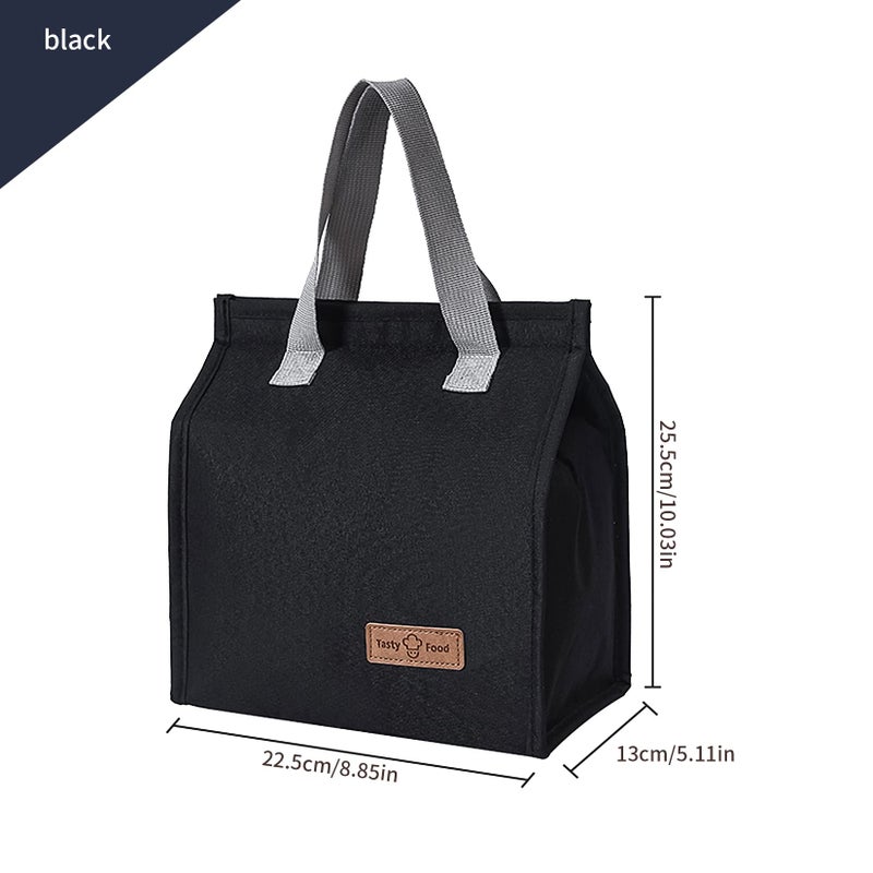HexinYigjly 2pcs Black Lunch Bag Insulated, Lunch Box Bag, Reusable Lunch Tote Bag, Lunch Box Container Bag Insulated for Women, Men, Work, Office, Travel - Image 2