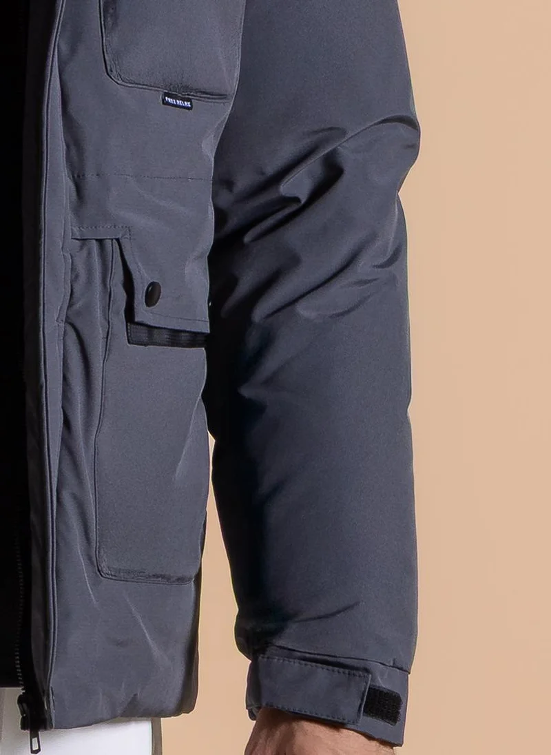SHAPES Black DETAILED HOODED PUFFER JACKET for Men | Best Price UAE