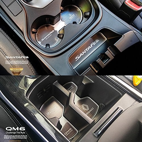 LIGHTKOREA Aluminum Hairline Two Block Cup Holder Console Plate Accessories 3P for Kia KIA Optima K5 2011 2015 (Silver & Black Plate) - Image 4