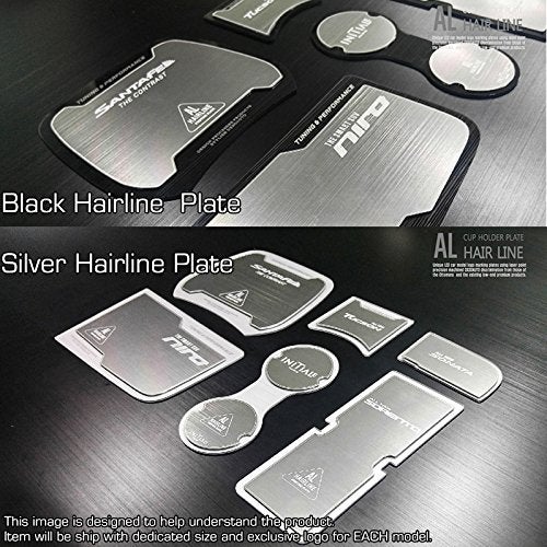 LIGHTKOREA Aluminum Hairline Two Block Cup Holder Console Plate Accessories 3P for Kia KIA Optima K5 2011 2015 (Silver & Black Plate) - Image 5