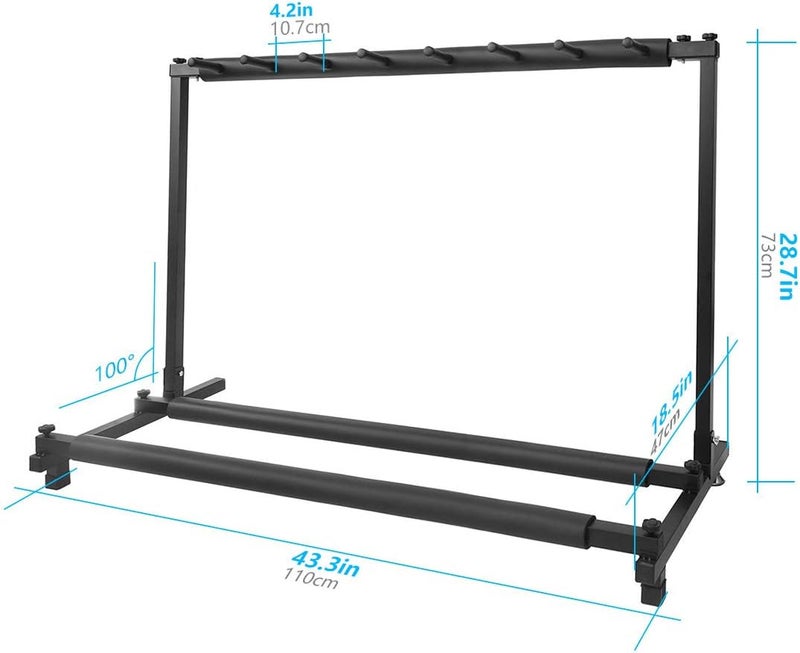 Morimoe Guitar Bass Stand for Multiple Guitars Display Foldable Rack (7-Space) - Image 2