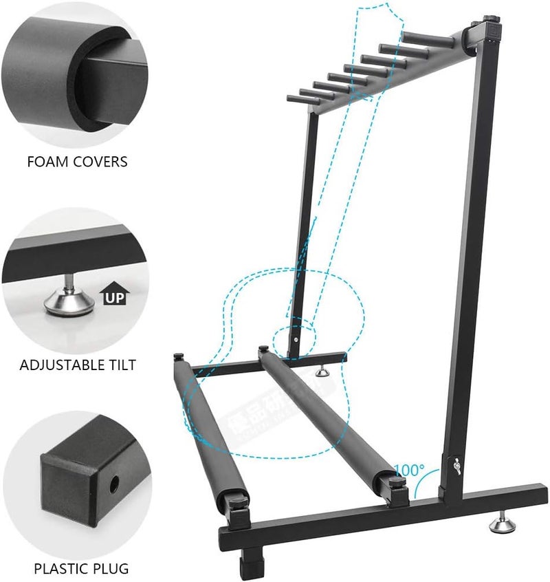 Morimoe Guitar Bass Stand for Multiple Guitars Display Foldable Rack (7-Space) - Image 4