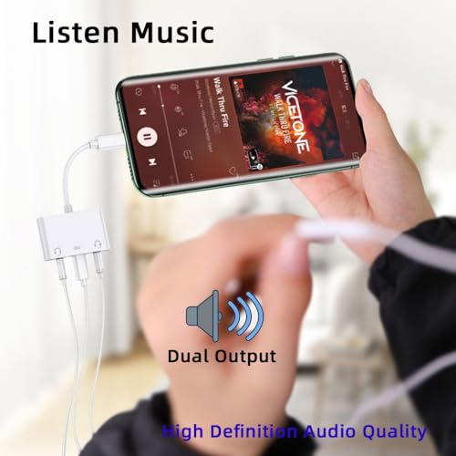 CY Type C USB-C to Dual 3.5mm Audio AUX & MIC Sound Card with PD Power Charge Adapter Compatible with Laptop Tablet Phone - Image 4