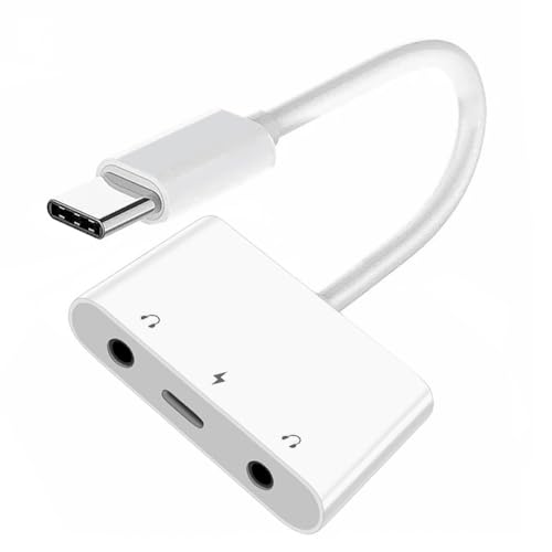 CY Type C USB-C to Dual 3.5mm Audio AUX & MIC Sound Card with PD Power Charge Adapter Compatible with Laptop Tablet Phone - Image 1