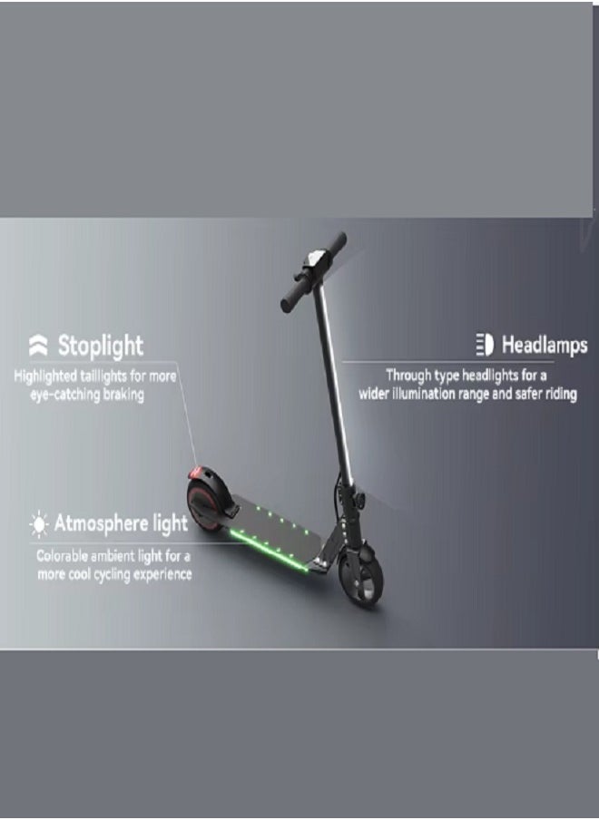 Scooter  Electric Scooter,  Foldable Kids Electric Scooters for Ages 8-16,LED Display, Colorful Lights, Adjustable Speed and Height, 16 Km/h & 20 Km Range E Scooter, Gift for Kids and Teenagers (Green)  - Image 3