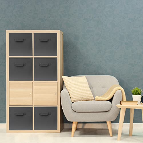 Pomatree 11x11 Cube Storage Bins 2 Pack 11 Inch Cube Storage Bin for Bedroom Living Room Clothes and Toys 2 Handles Foldable Cubby Organizer Bin - Image 3